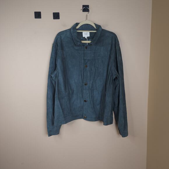 Billy Reid Men's Suede Cullen Trucker Jacket in Asphalt Size XL